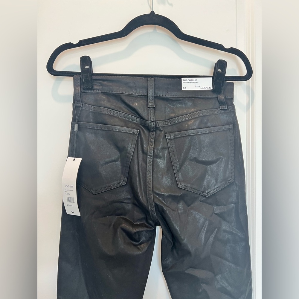 Joe’s Jeans Coated Black High Rise Skinny Jeans Charlie Size 26 NWT